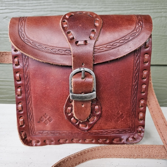 Zara Bags Rare Vintage Zara Full Grain Leather Purse Brown Boho